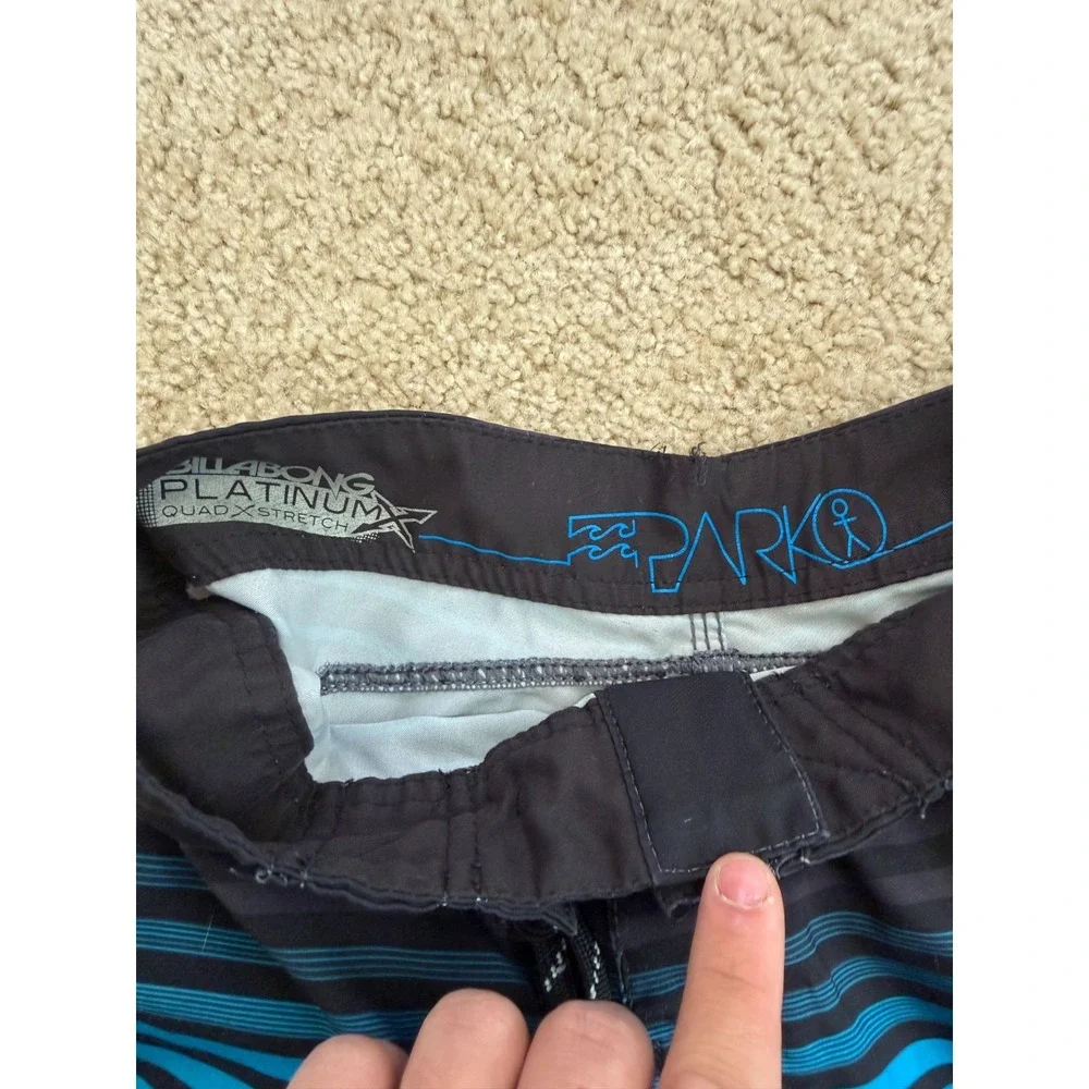 Y2K Billabong Board Shorts Youth 25‎ Blue Parko Platinum Quad Stretch Surf Swim